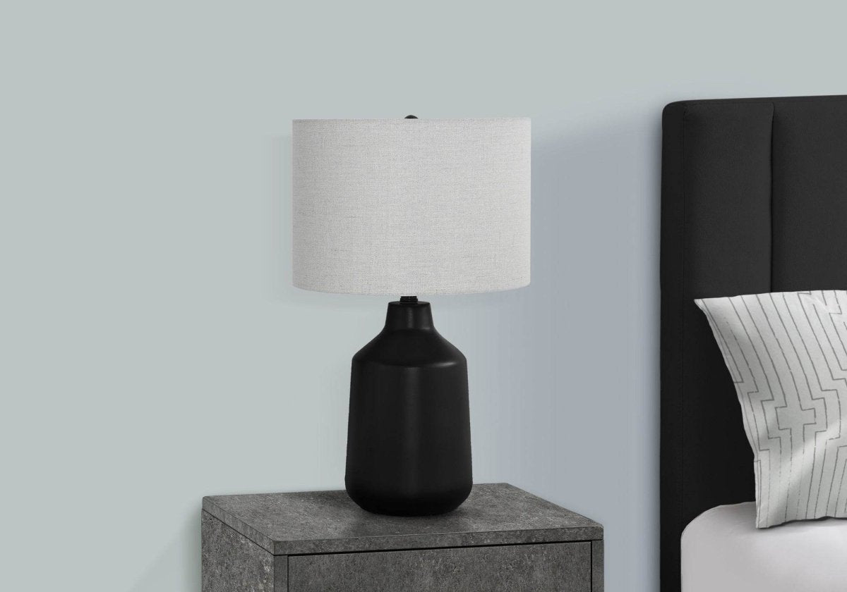 Contemporary Black Concrete Table Lamp With Grey Shade - Sleep Galleria