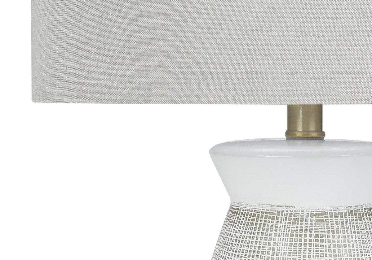 Contemporary Grey Ceramic Table Lamp With Linen Shade - Sleep Galleria