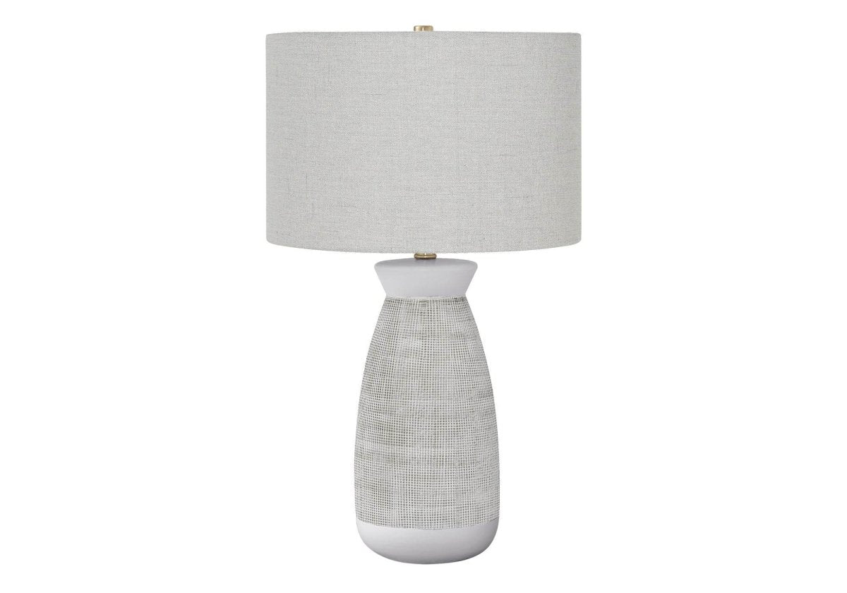 Contemporary Grey Ceramic Table Lamp With Linen Shade - Sleep Galleria