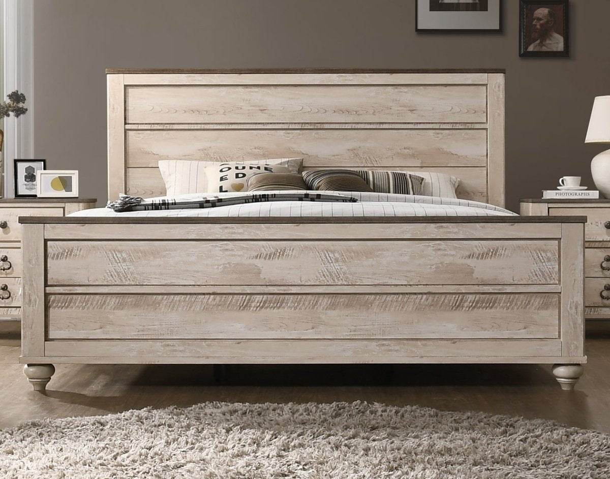 Contemporary Wood 4-Piece Queen Bedroom Set With Distressed Finish - Sleep Galleria