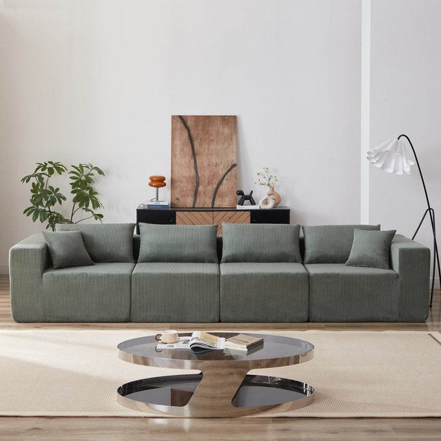 Corduroy Modular L-Shaped Sectional Sofa Set - Omega Lifestyles