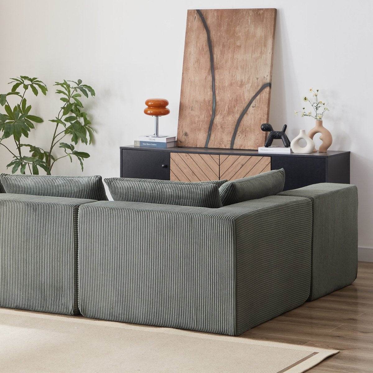 Corduroy Modular L-Shaped Sectional Sofa Set - Sleep Galleria