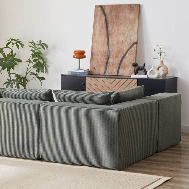 Corduroy Modular L-Shaped Sectional Sofa Set - Omega Lifestyles