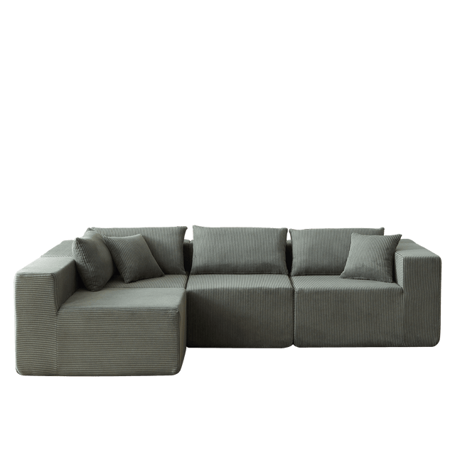 Corduroy Modular L-Shaped Sectional Sofa Set - Omega Lifestyles