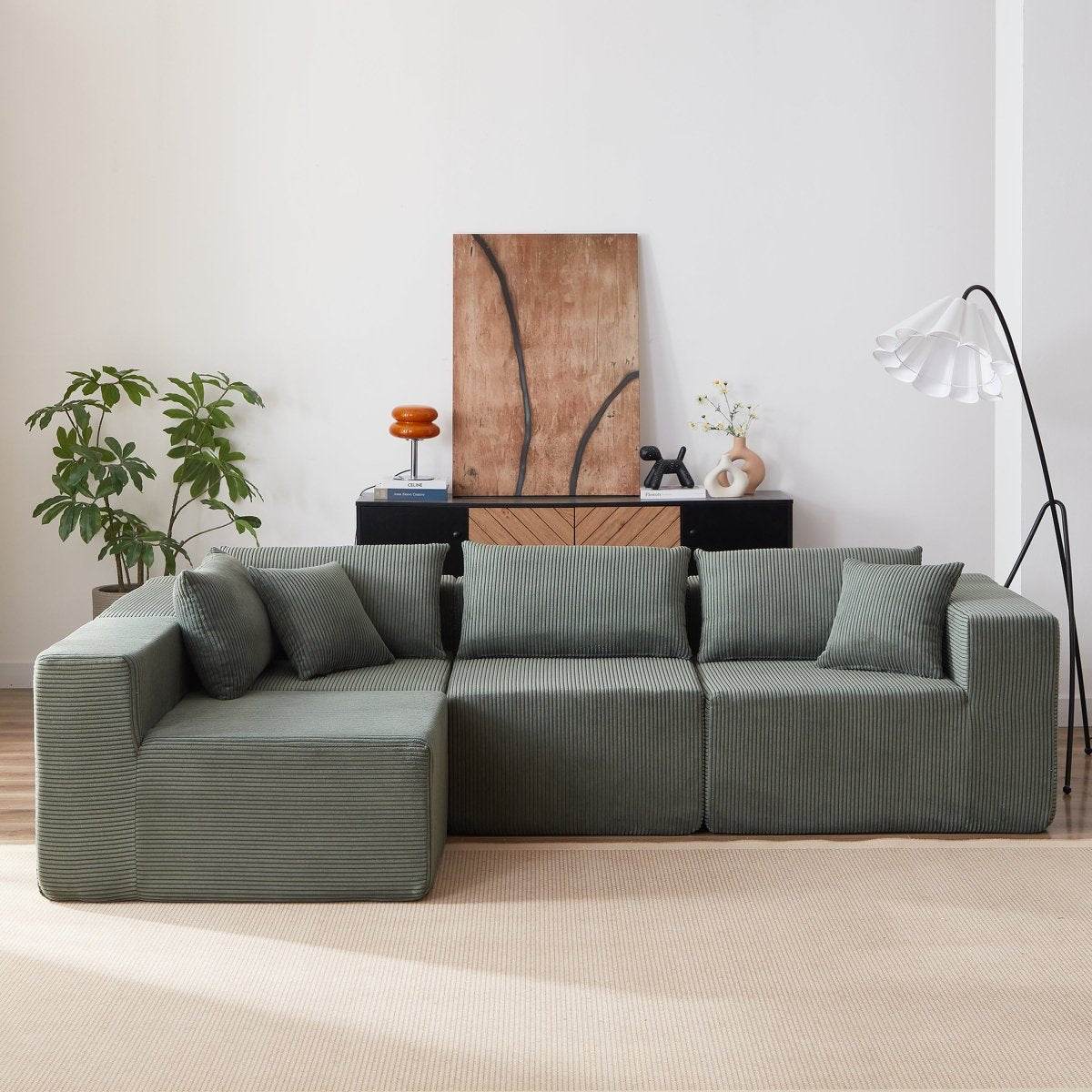 Corduroy Modular L-Shaped Sectional Sofa Set - Sleep Galleria