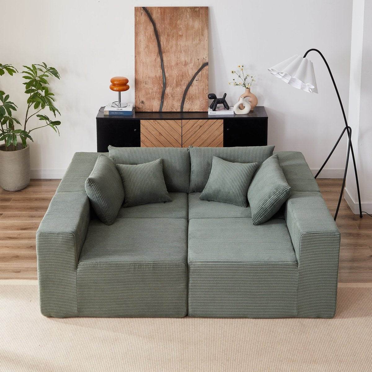 Corduroy Modular L-Shaped Sectional Sofa Set - Sleep Galleria