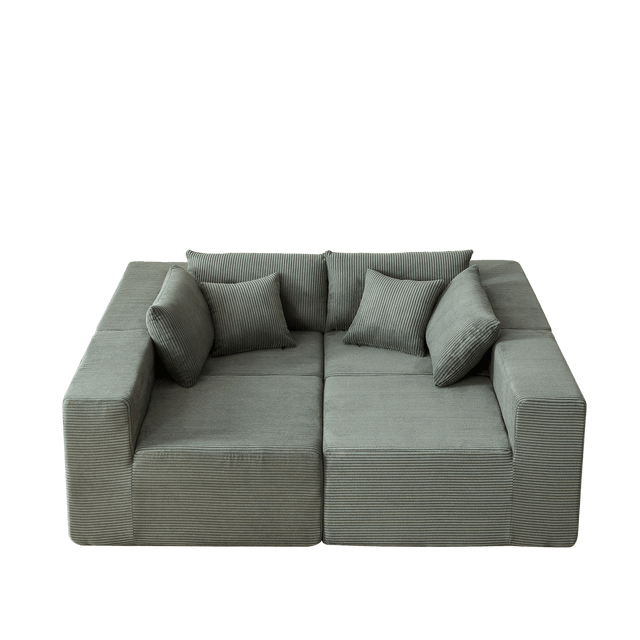 Corduroy Modular L-Shaped Sectional Sofa Set - Omega Lifestyles