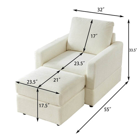 Corduroy Upholstered Adjustable Chaise Lounge Chair - Sleep Galleria