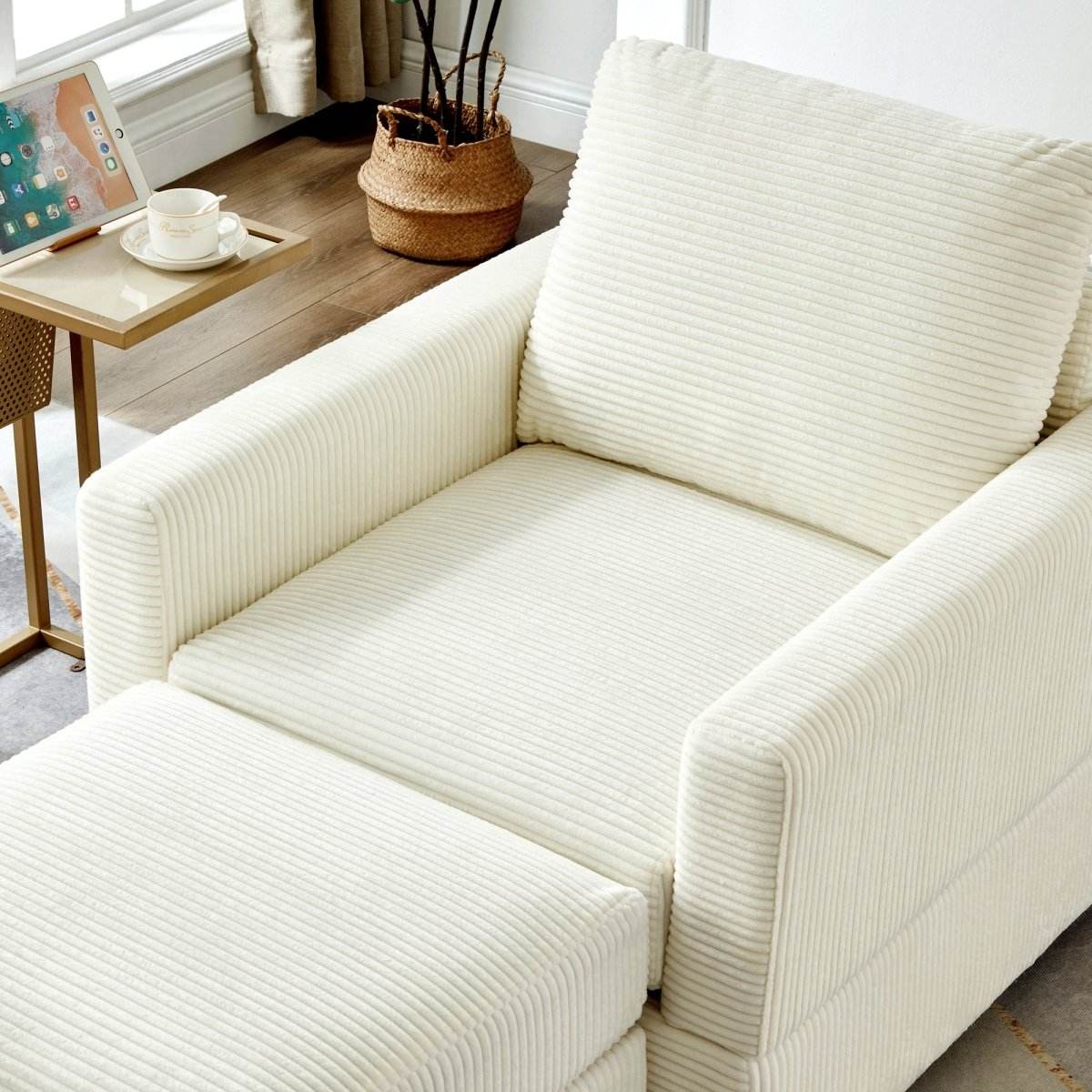 Corduroy Upholstered Adjustable Chaise Lounge Chair - Sleep Galleria