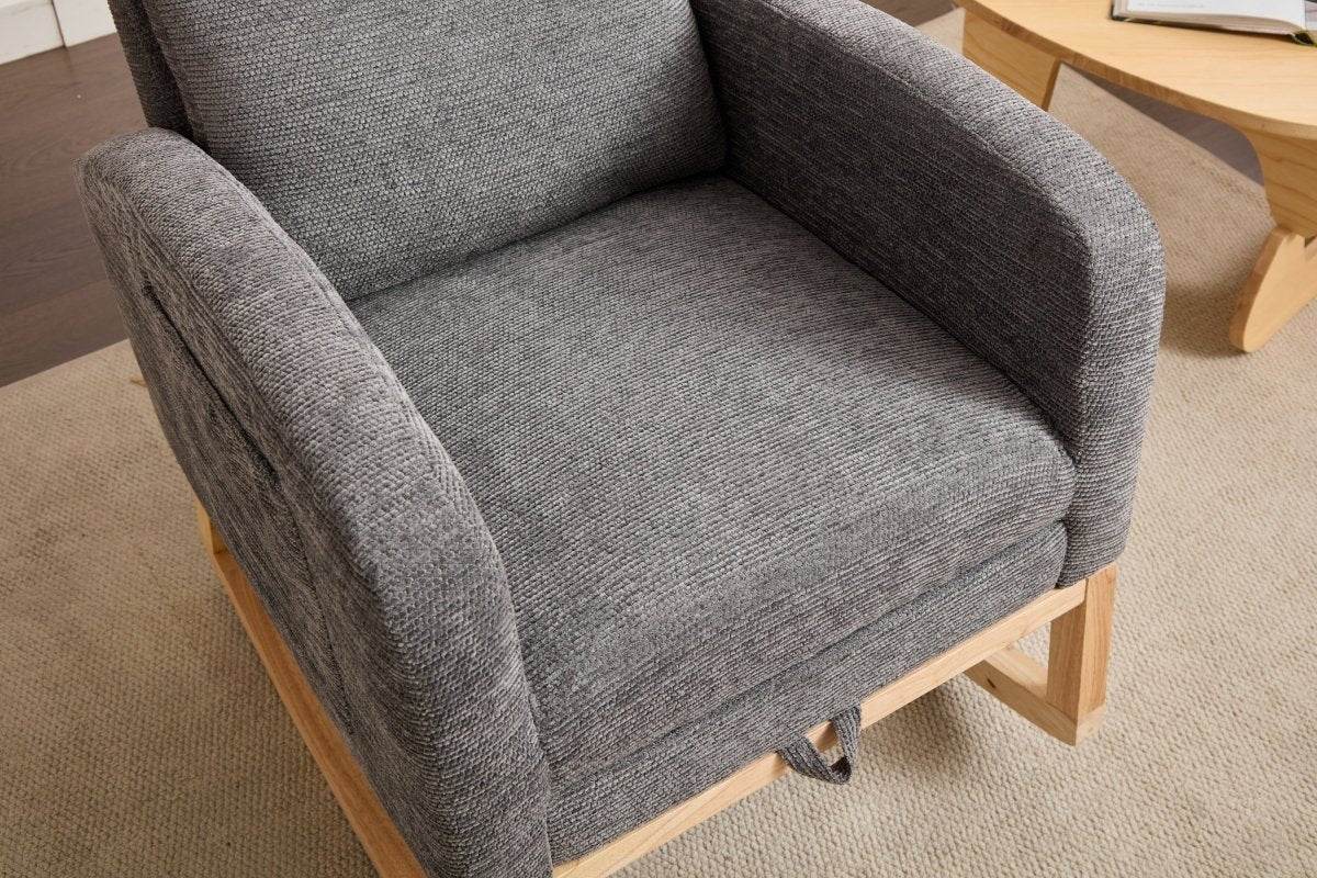 Dark Grey Polyester Blend Modern Rocking Chair - Sleep Galleria