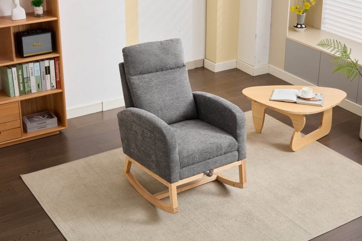 Dark Grey Polyester Blend Modern Rocking Chair - Sleep Galleria