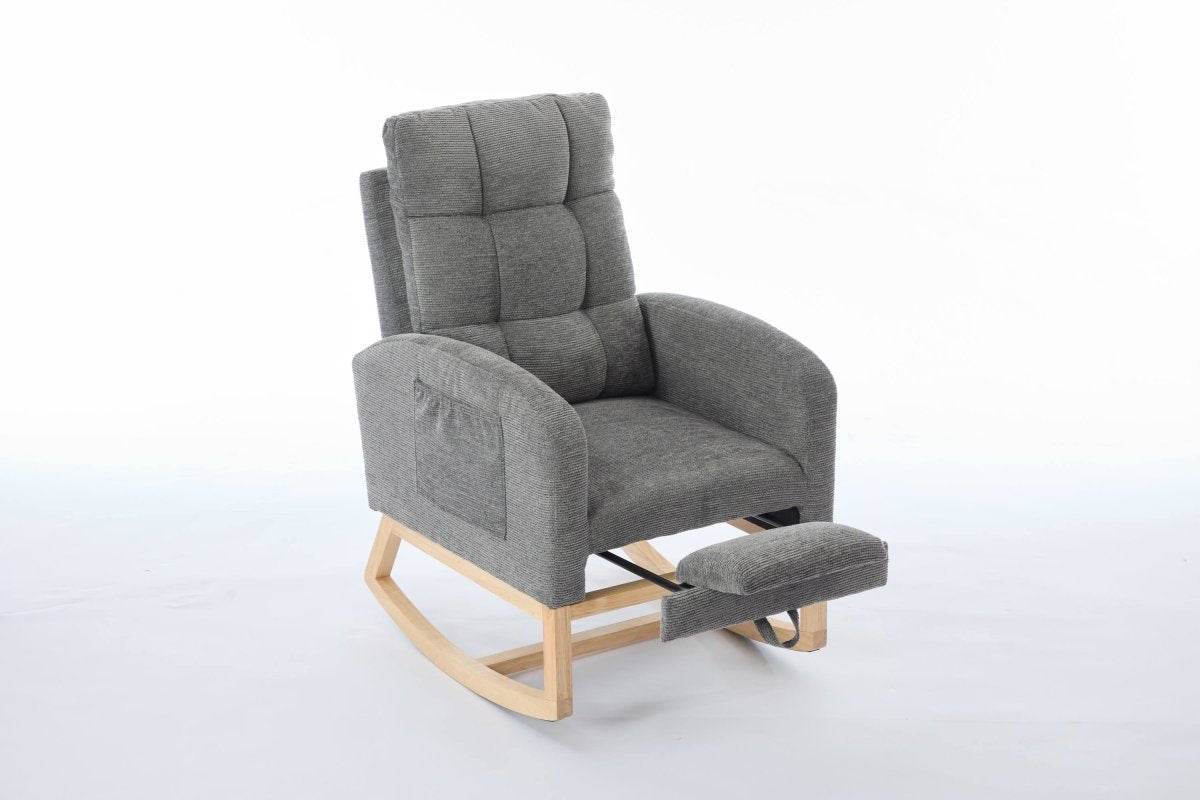 Dark Grey Polyester Blend Modern Rocking Chair - Sleep Galleria