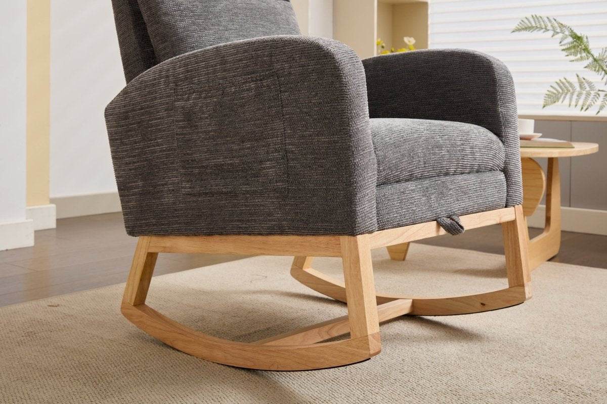 Dark Grey Polyester Blend Modern Rocking Chair - Sleep Galleria