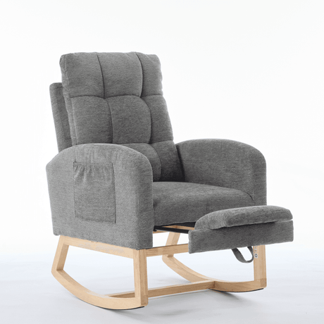 Dark Grey Polyester Blend Modern Rocking Chair - Sleep Galleria