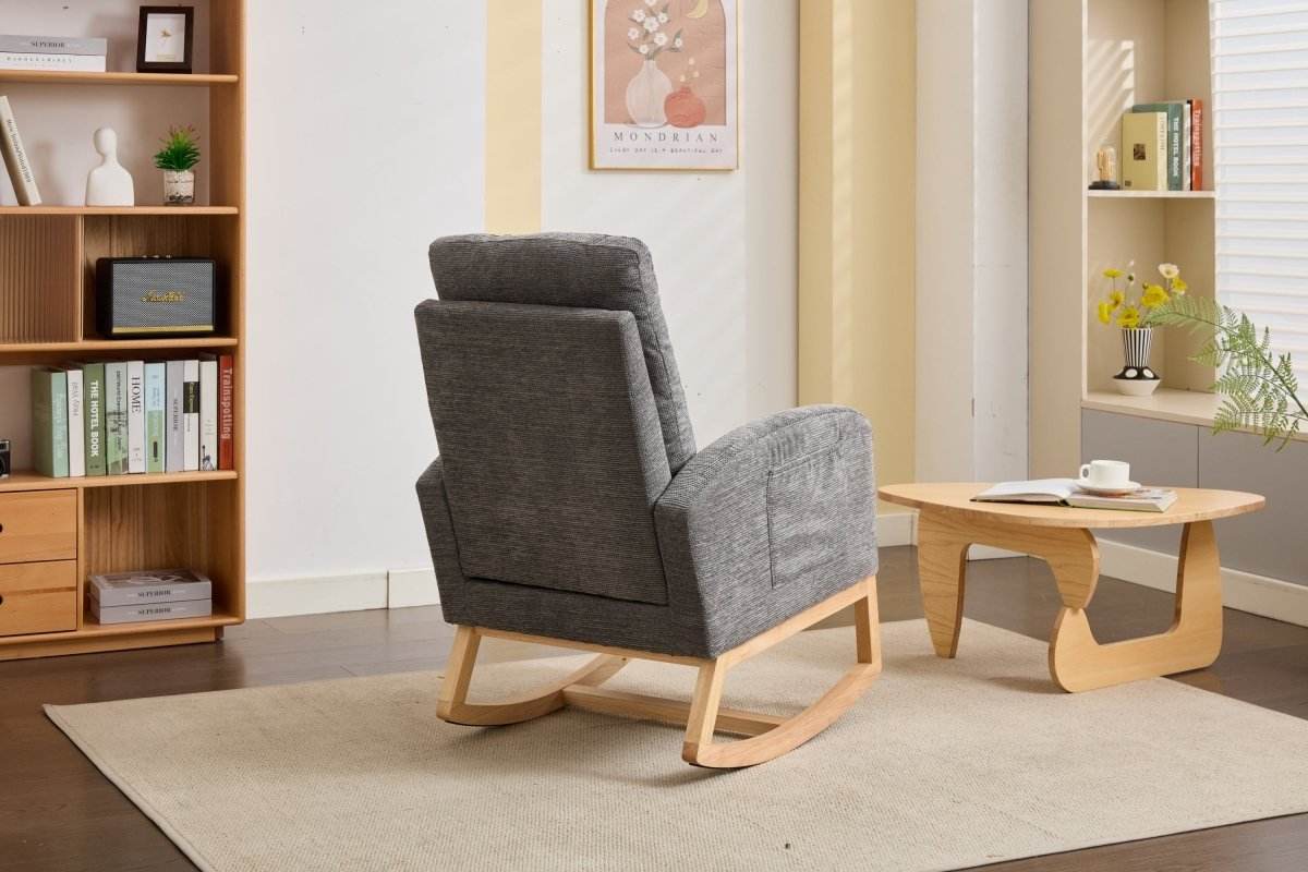 Dark Grey Polyester Blend Modern Rocking Chair - Sleep Galleria
