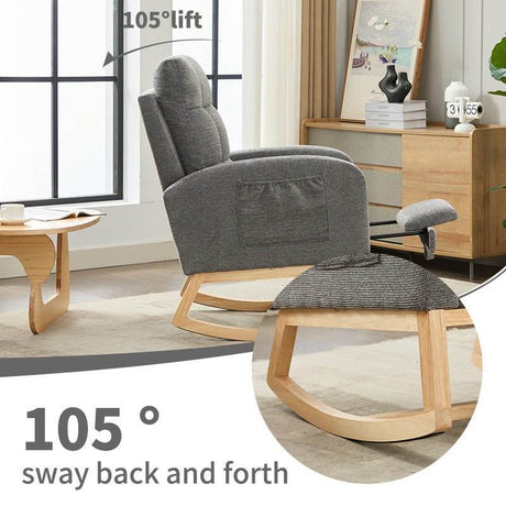 Dark Grey Polyester Blend Modern Rocking Chair - Sleep Galleria