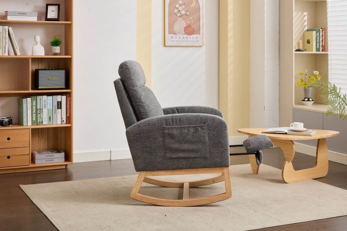 Dark Grey Polyester Blend Modern Rocking Chair - Sleep Galleria