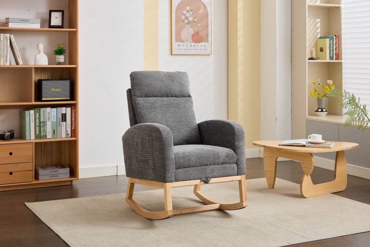Dark Grey Polyester Blend Modern Rocking Chair - Sleep Galleria