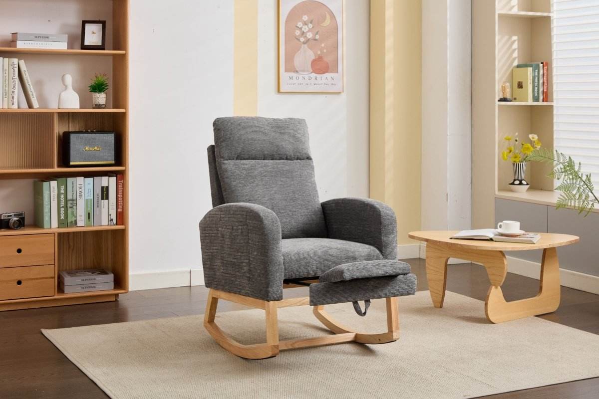 Dark Grey Polyester Blend Modern Rocking Chair - Sleep Galleria
