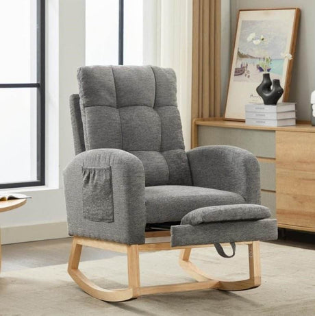 Dark Grey Polyester Blend Modern Rocking Chair - Sleep Galleria