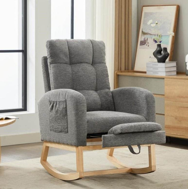 Dark Grey Polyester Blend Modern Rocking Chair - Sleep Galleria