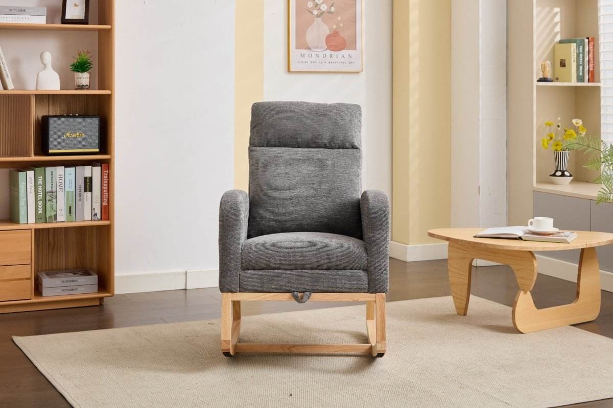 Dark Grey Polyester Blend Modern Rocking Chair - Sleep Galleria