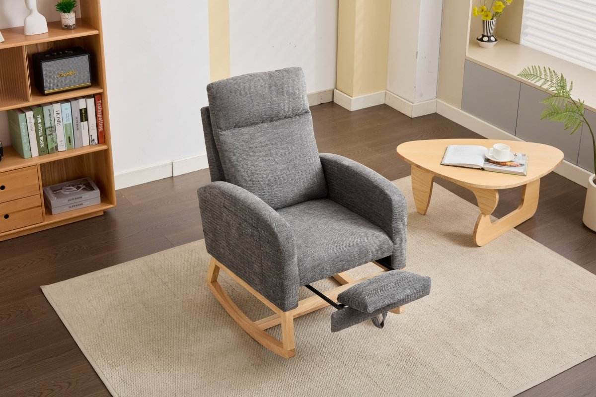 Dark Grey Polyester Blend Modern Rocking Chair - Sleep Galleria