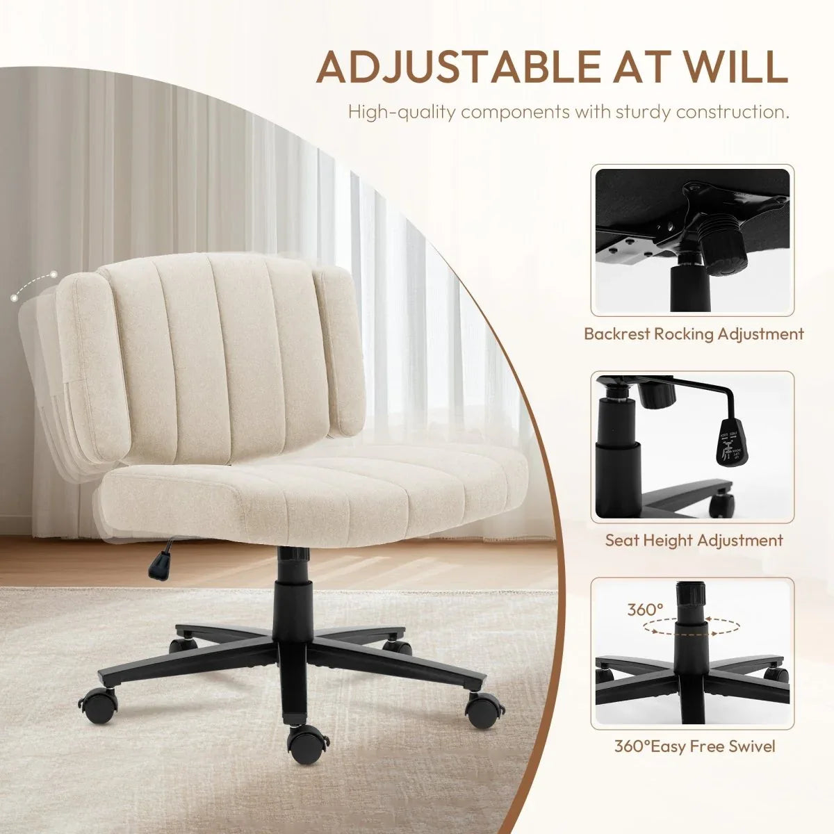 Ergonomic Adjustable Height Foam Office Desk Chair - Omega Lifestyles