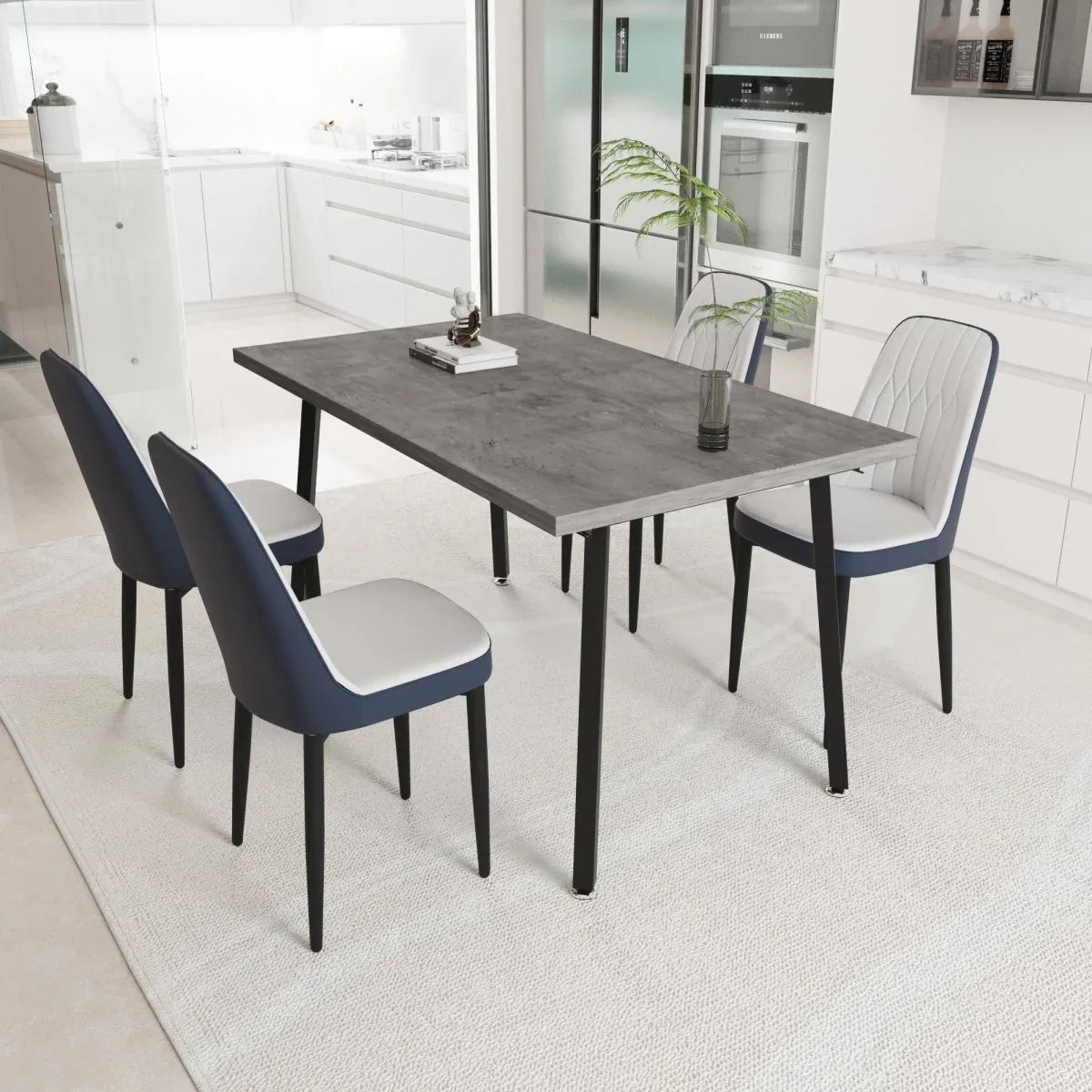 Expandable Rectangular Dining Table With Four PU Chairs - Omega Lifestyles