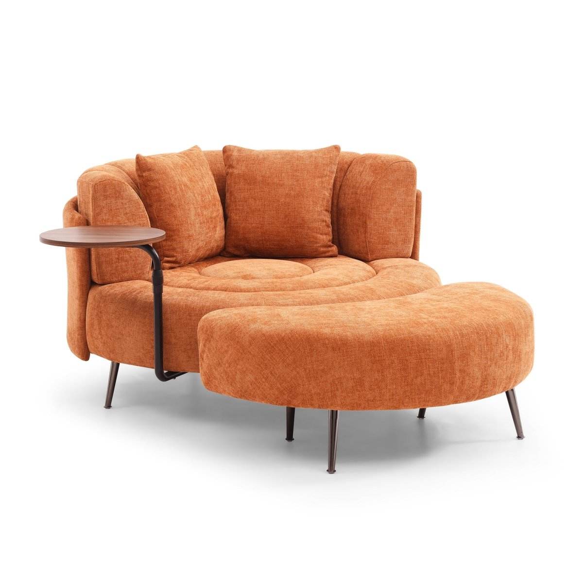 Extra Large Orange Chenille Barrel Chair With Ottoman - Sleep Galleria