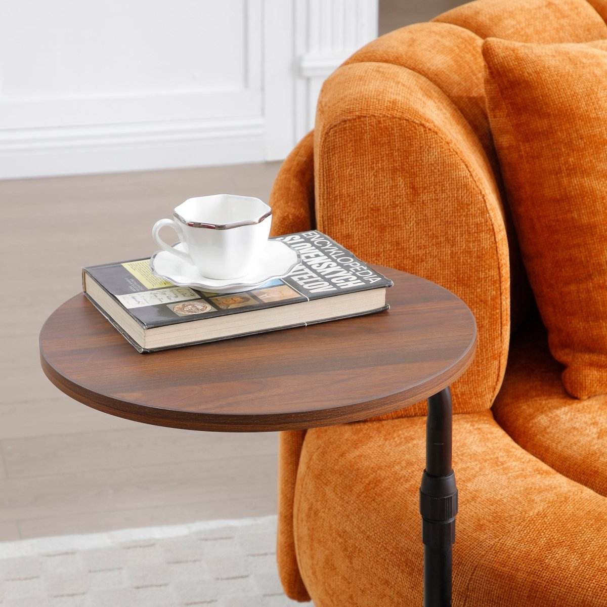 Extra Large Orange Chenille Barrel Chair With Ottoman - Sleep Galleria