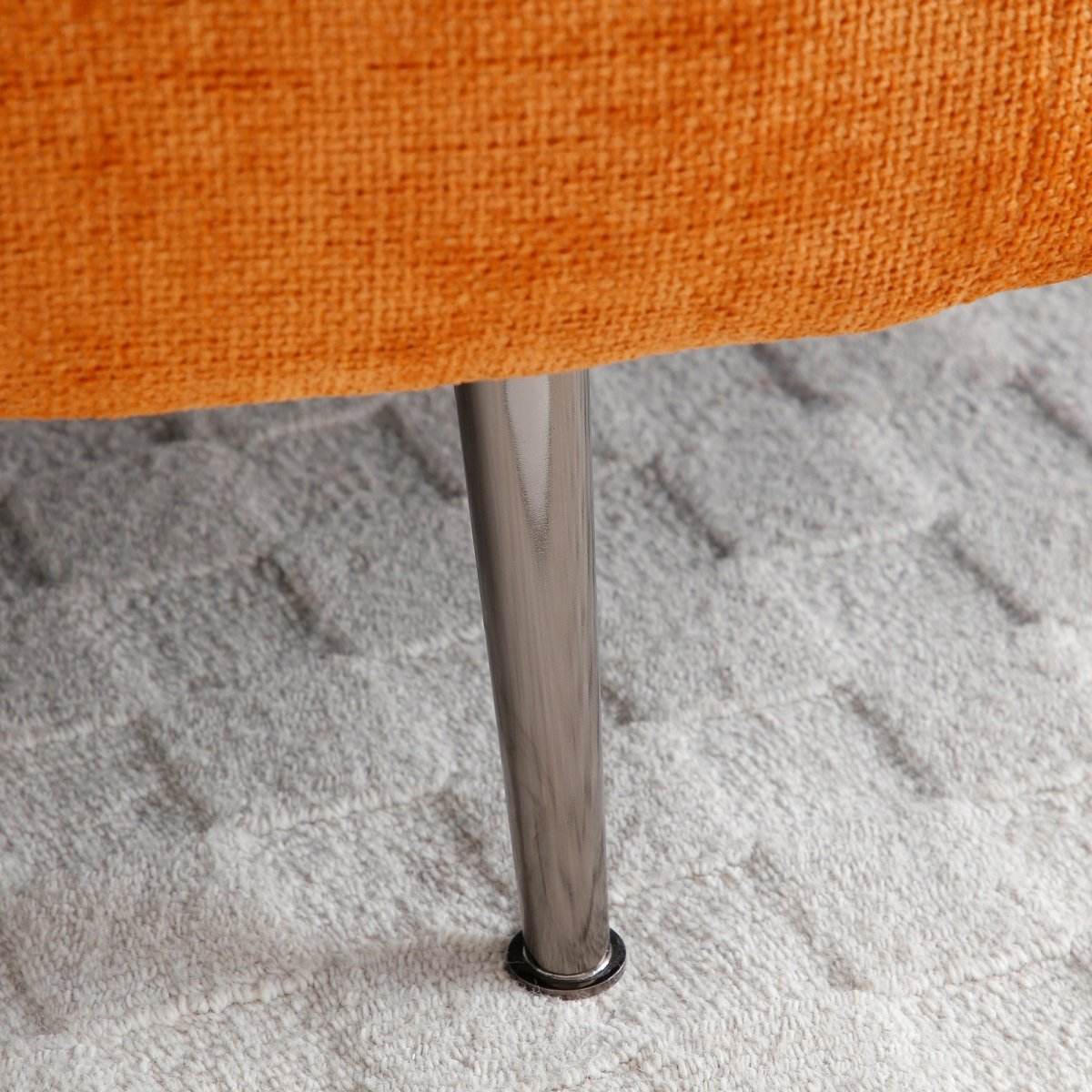 Extra Large Orange Chenille Barrel Chair With Ottoman - Sleep Galleria