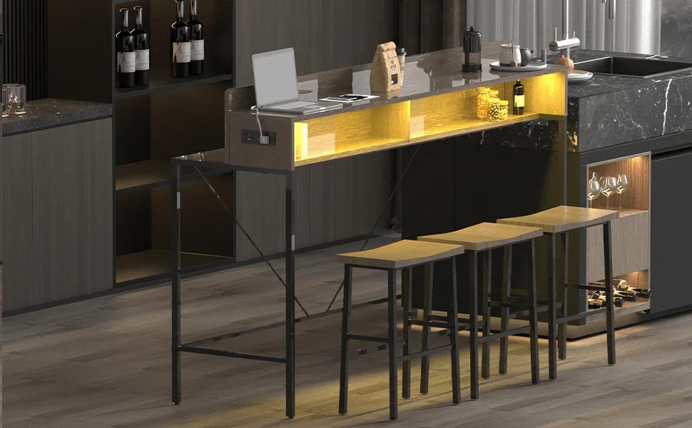 Farmhouse 4-Piece Bar Table And Saddle Stools Set - Omega Lifestyles