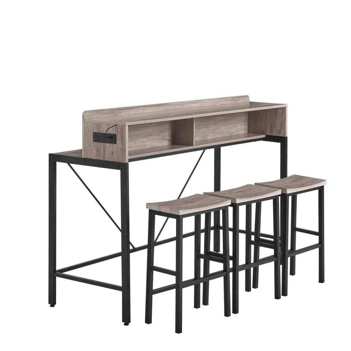 Farmhouse 4-Piece Bar Table And Saddle Stools Set - Omega Lifestyles