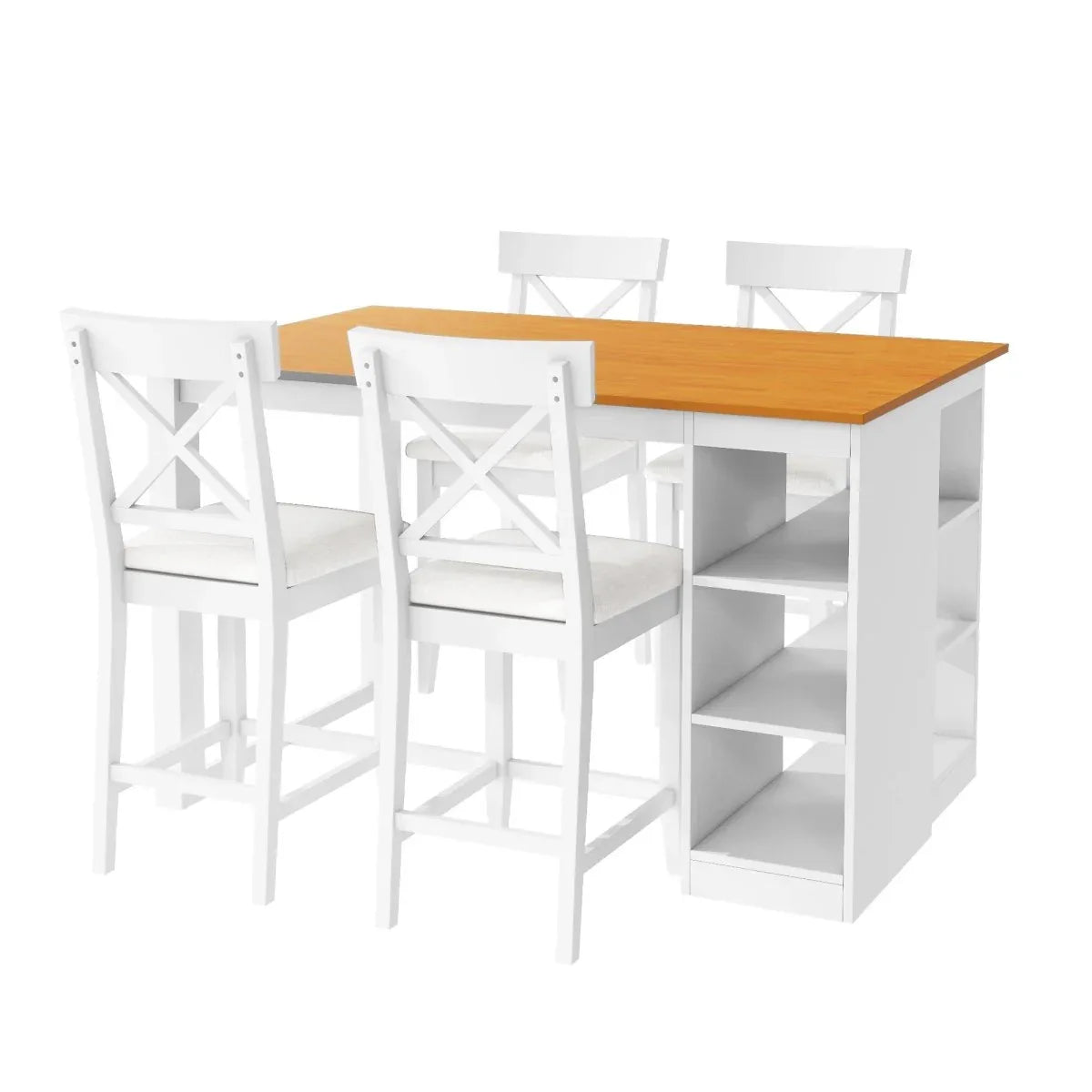 Farmhouse Solid Wood 5-Piece Counter Height Dining Set - Omega Lifestyles