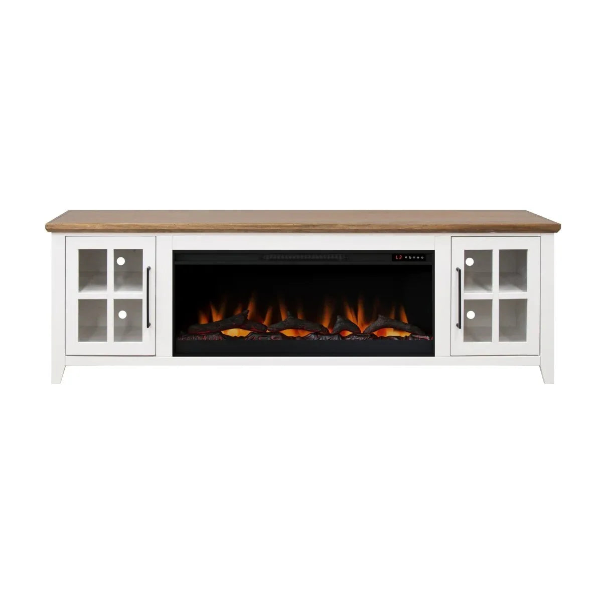 Farmhouse Style 83-Inch Fireplace TV Stand White Bourbon - Omega Lifestyles