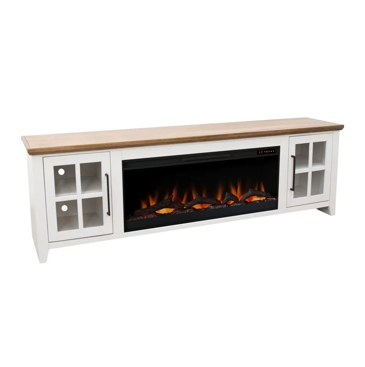 Farmhouse Style 83-Inch Fireplace TV Stand White Bourbon - Omega Lifestyles