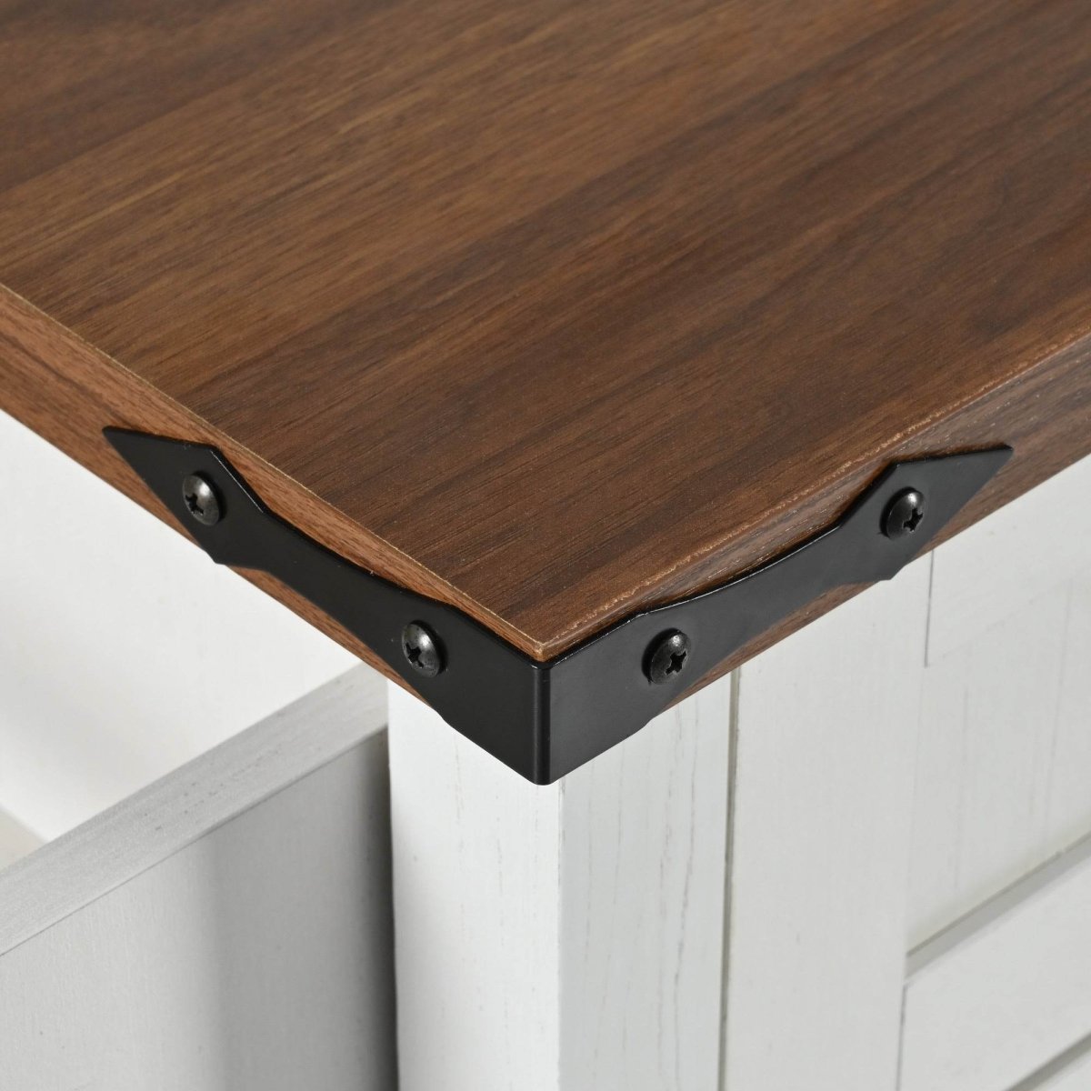 Farmhouse Style Kitchen Island Cart With Power Outlet - Driftwood - Omega Lifestyles