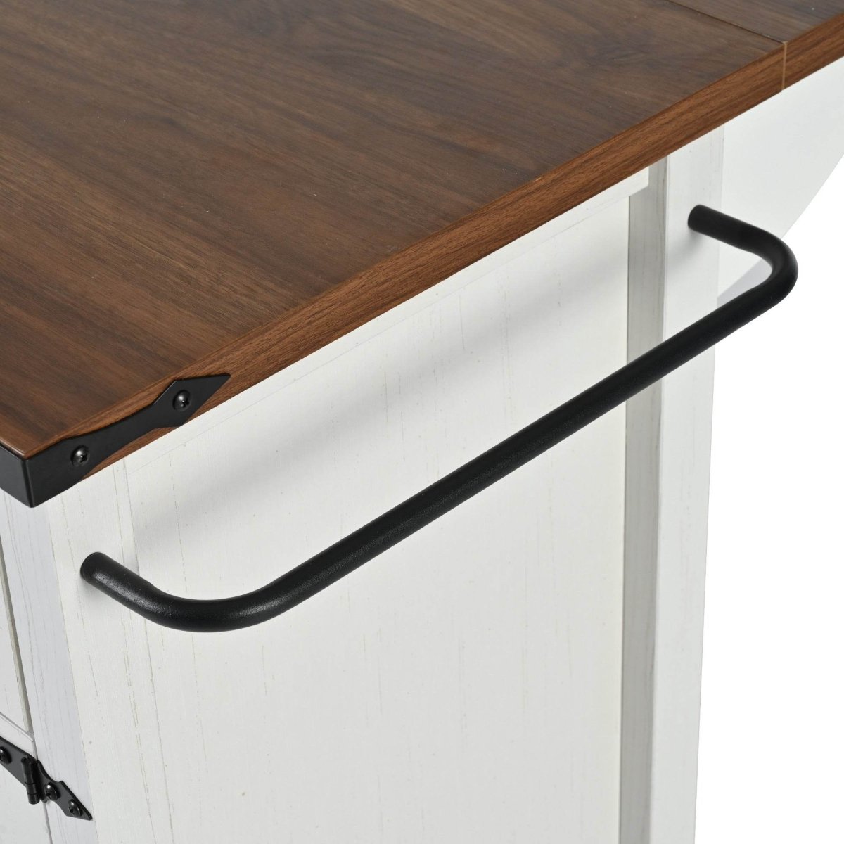 Farmhouse Style Kitchen Island Cart With Power Outlet - Driftwood - Omega Lifestyles