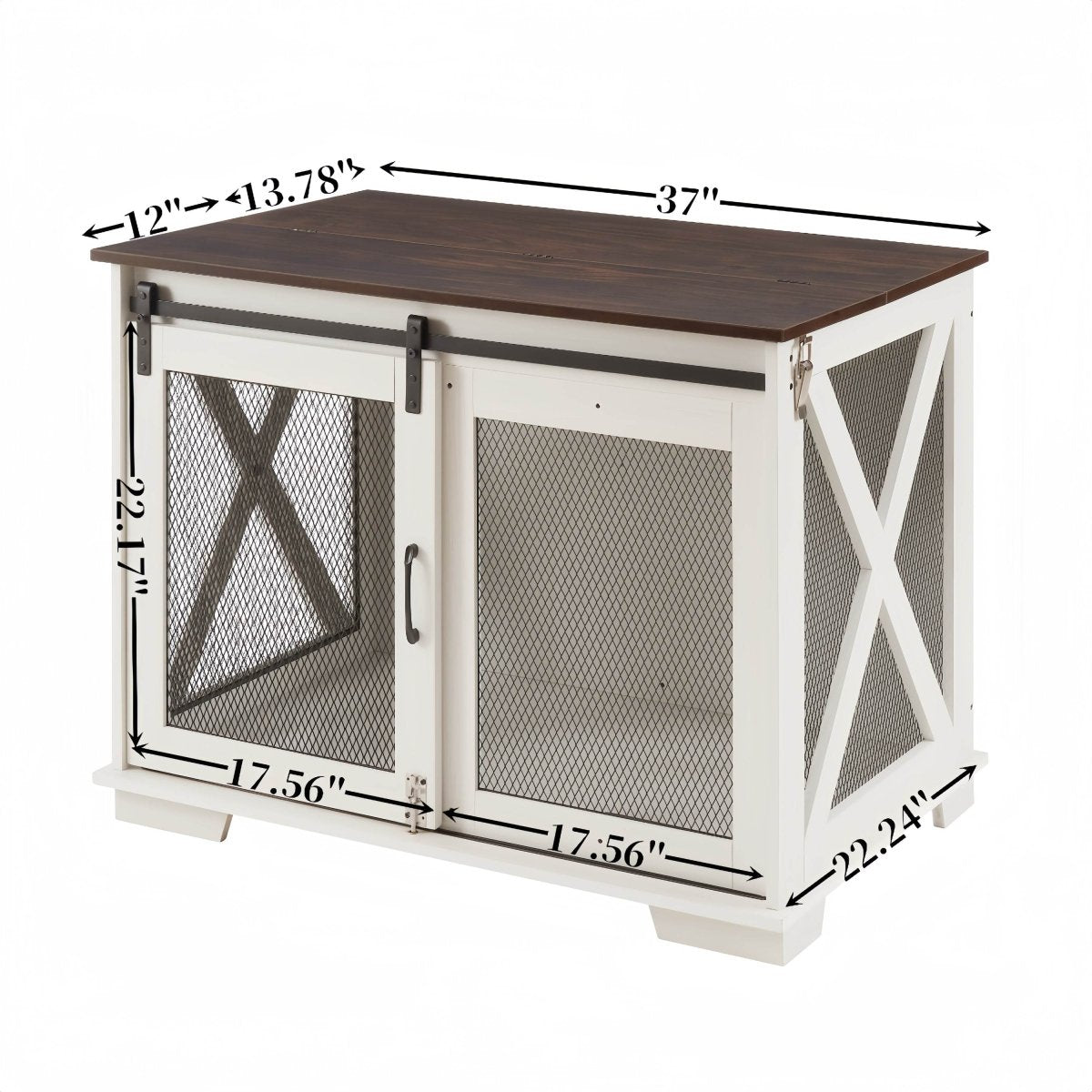Farmhouse Wooden Dog Crate Furniture With Sliding Door - Sleep Galleria