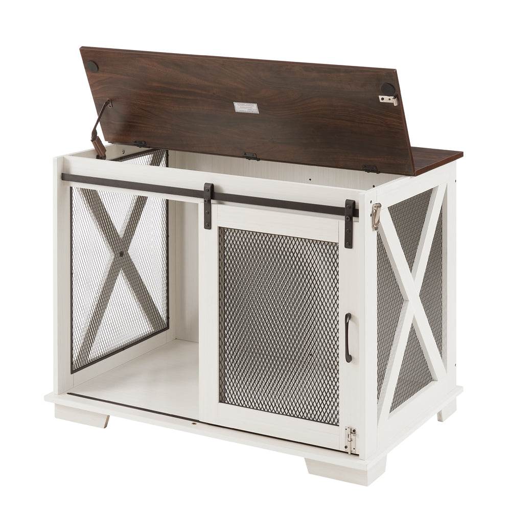Farmhouse Wooden Dog Crate Furniture With Sliding Door - Sleep Galleria