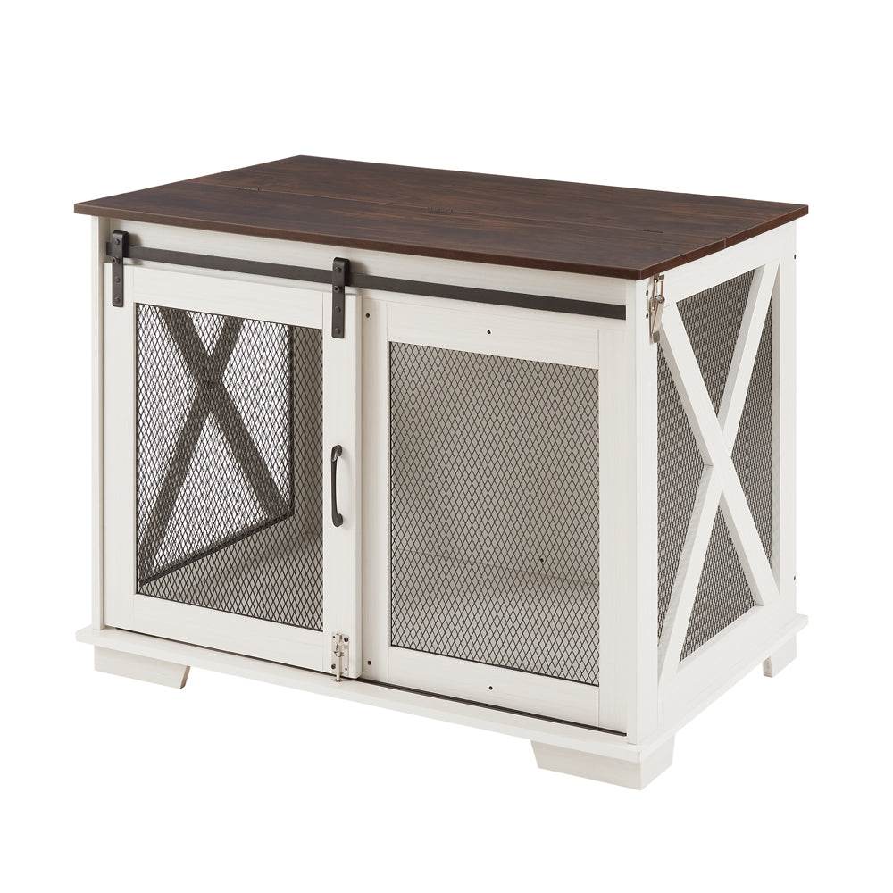 Farmhouse Wooden Dog Crate Furniture With Sliding Door - Sleep Galleria