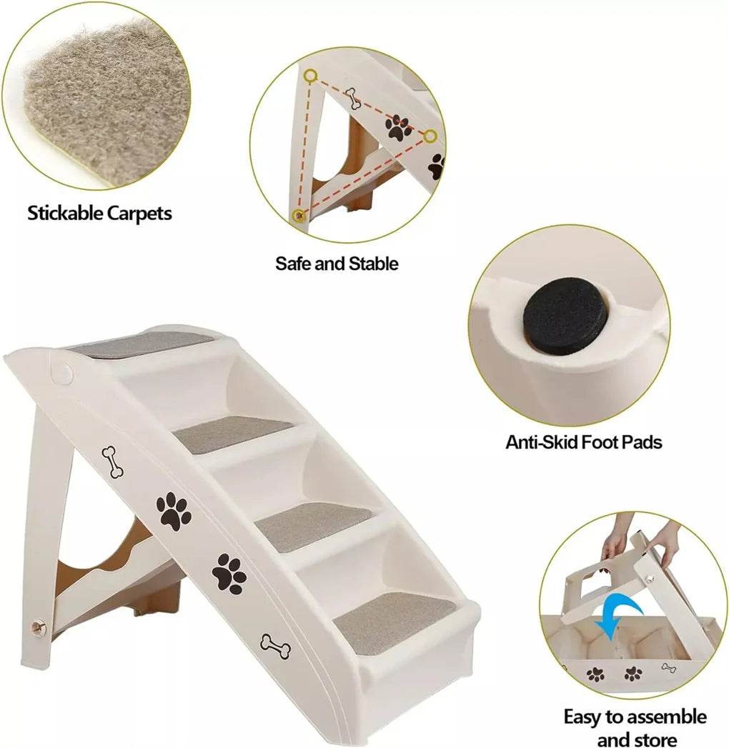 Foldable Lightweight Plastic Dog Ramp Stairs - Sleep Galleria