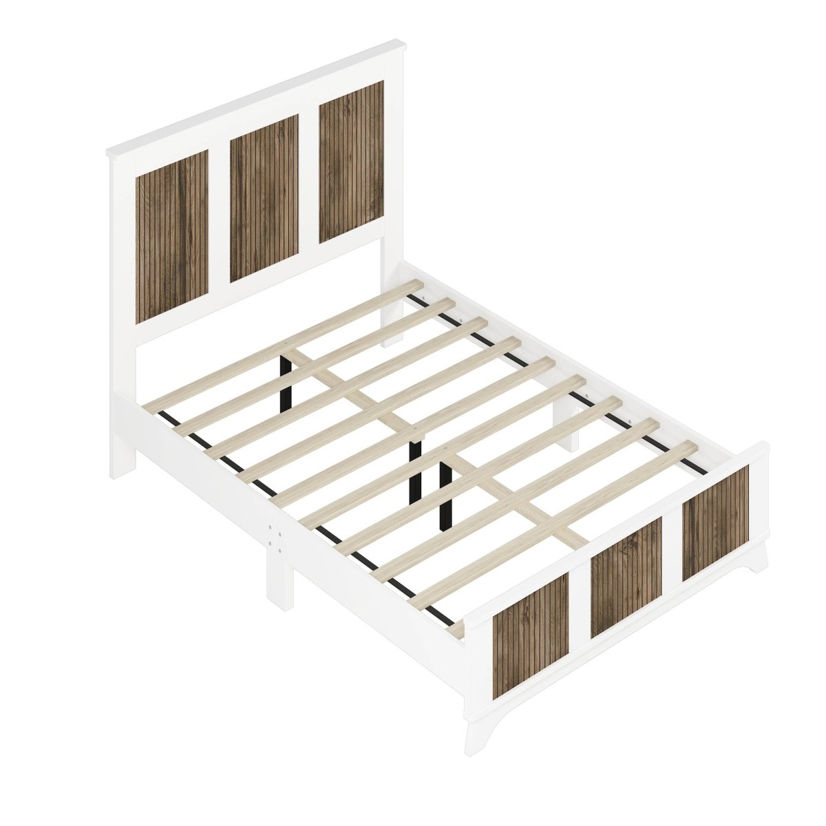Full Farmhouse Wooden Platform Bed With Plywood Slats - Driftwood - Omega Lifestyles