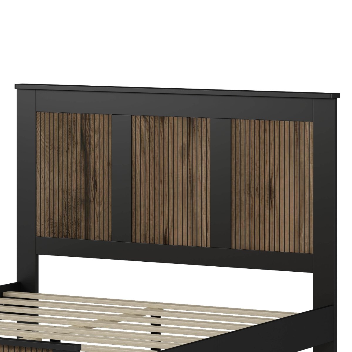 Full Farmhouse Wooden Platform Bed With Plywood Slats - Driftwood - Omega Lifestyles