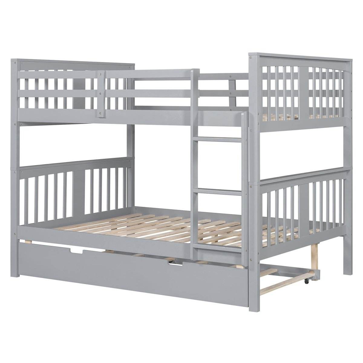 Full Over Full Bunk Bed With Twin Trundle Ladder - Sleep Galleria