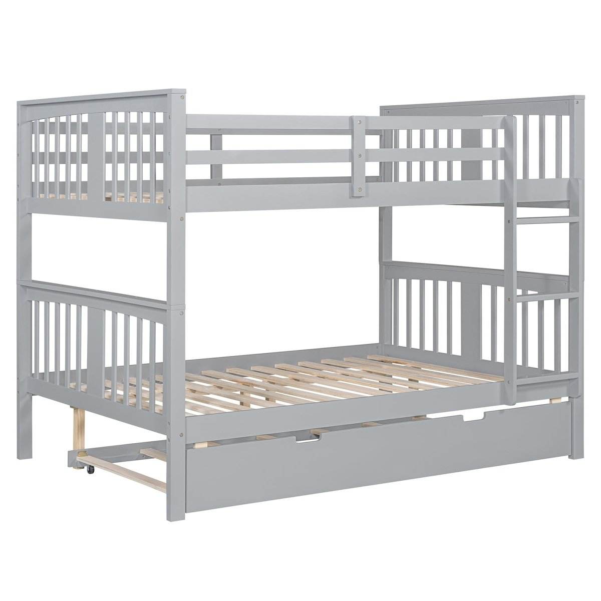 Full Over Full Bunk Bed With Twin Trundle Ladder - Sleep Galleria