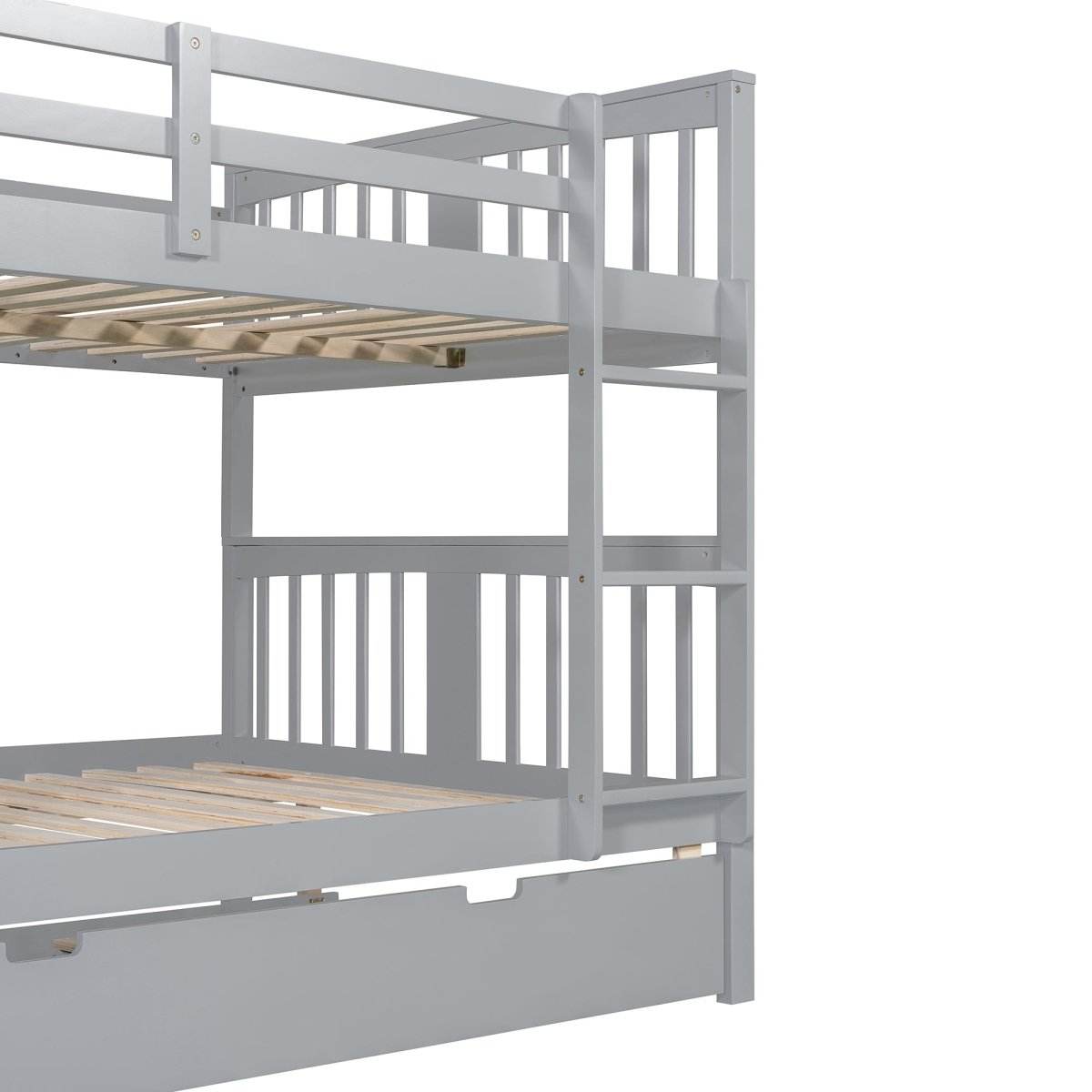 Full Over Full Bunk Bed With Twin Trundle Ladder - Sleep Galleria