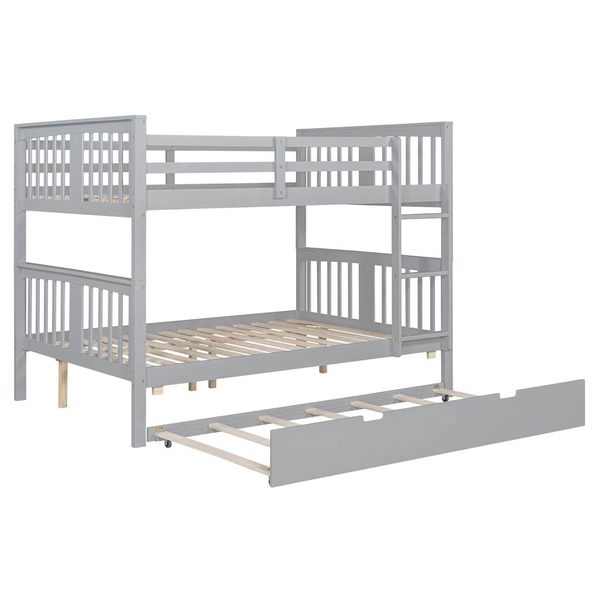Full Over Full Bunk Bed With Twin Trundle Ladder - Sleep Galleria