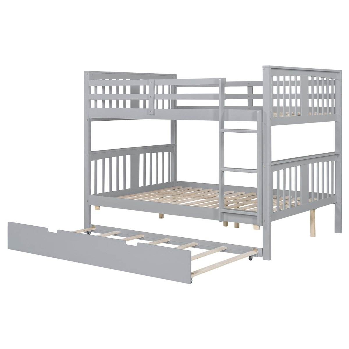 Full Over Full Bunk Bed With Twin Trundle Ladder - Sleep Galleria